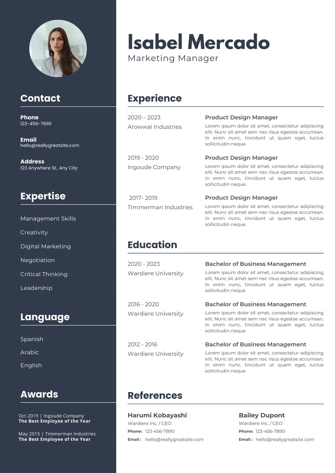 Sidebar resume template